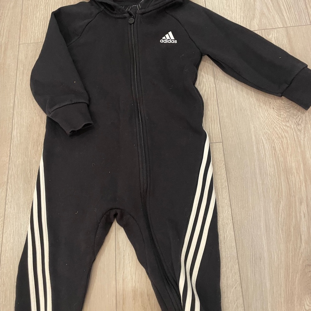 Adidas Black and White Footies One Piece with Iconic Stripes